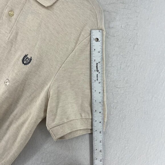 Chaps Ralph Lauren Polo Shirt Men's Sz S Oatmeal Cream High Low Hem Short Sleeve - Picture 5 of 13